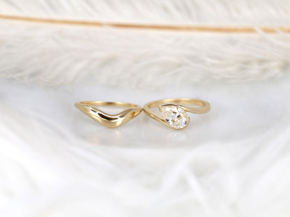 3.0 CT Elongated Cushion Solitaire Moissanite Diamond Bridal Ring Set