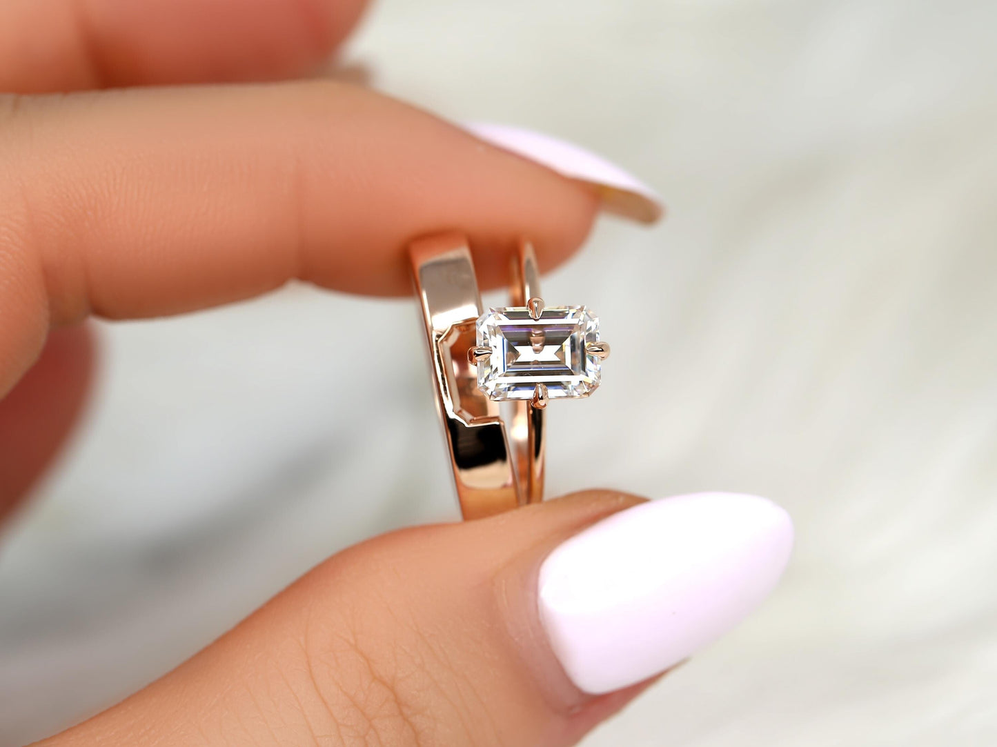 3.0 CT Elongated Cushion Solitaire Moissanite Diamond Bridal Ring Set