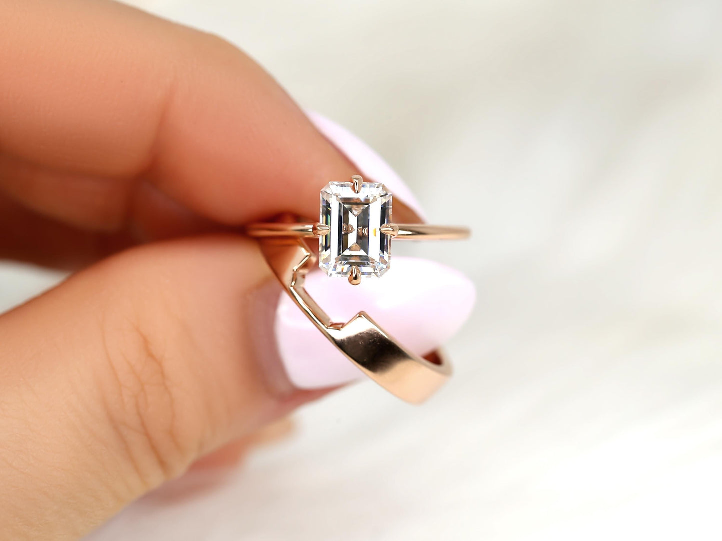 3.0 CT Elongated Cushion Solitaire Moissanite Diamond Bridal Ring Set