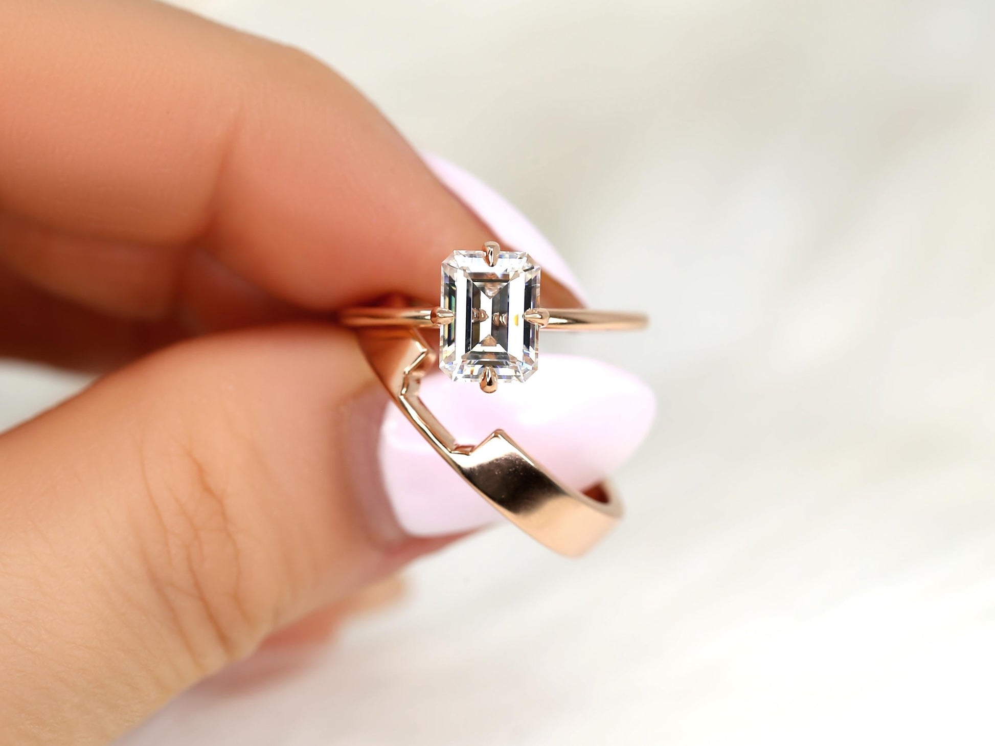 3.0 CT Elongated Cushion Solitaire Moissanite Diamond Bridal Ring Set