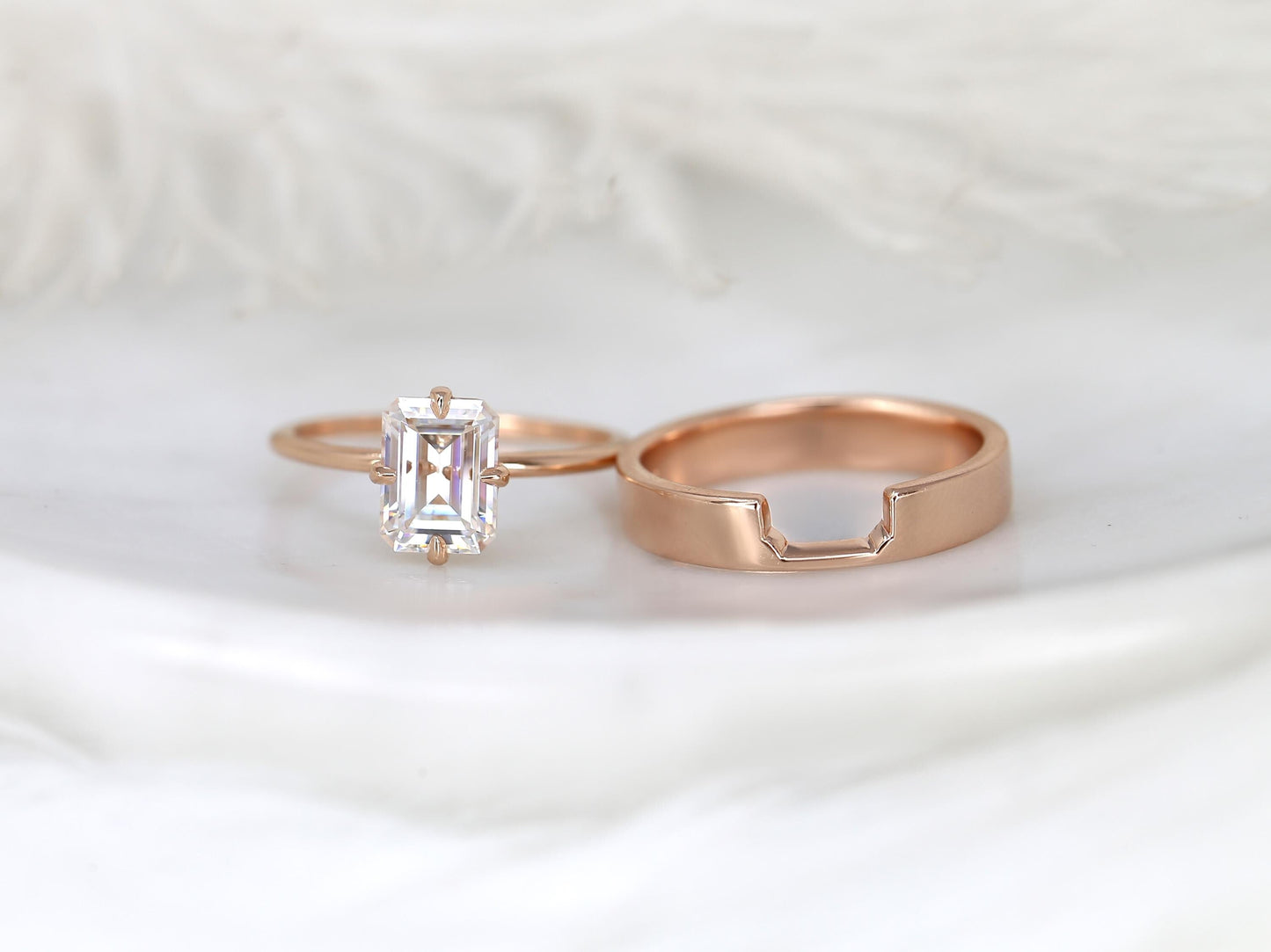 3.0 CT Elongated Cushion Solitaire Moissanite Diamond Bridal Ring Set