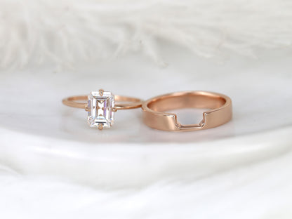 3.0 CT Elongated Cushion Solitaire Moissanite Diamond Bridal Ring Set