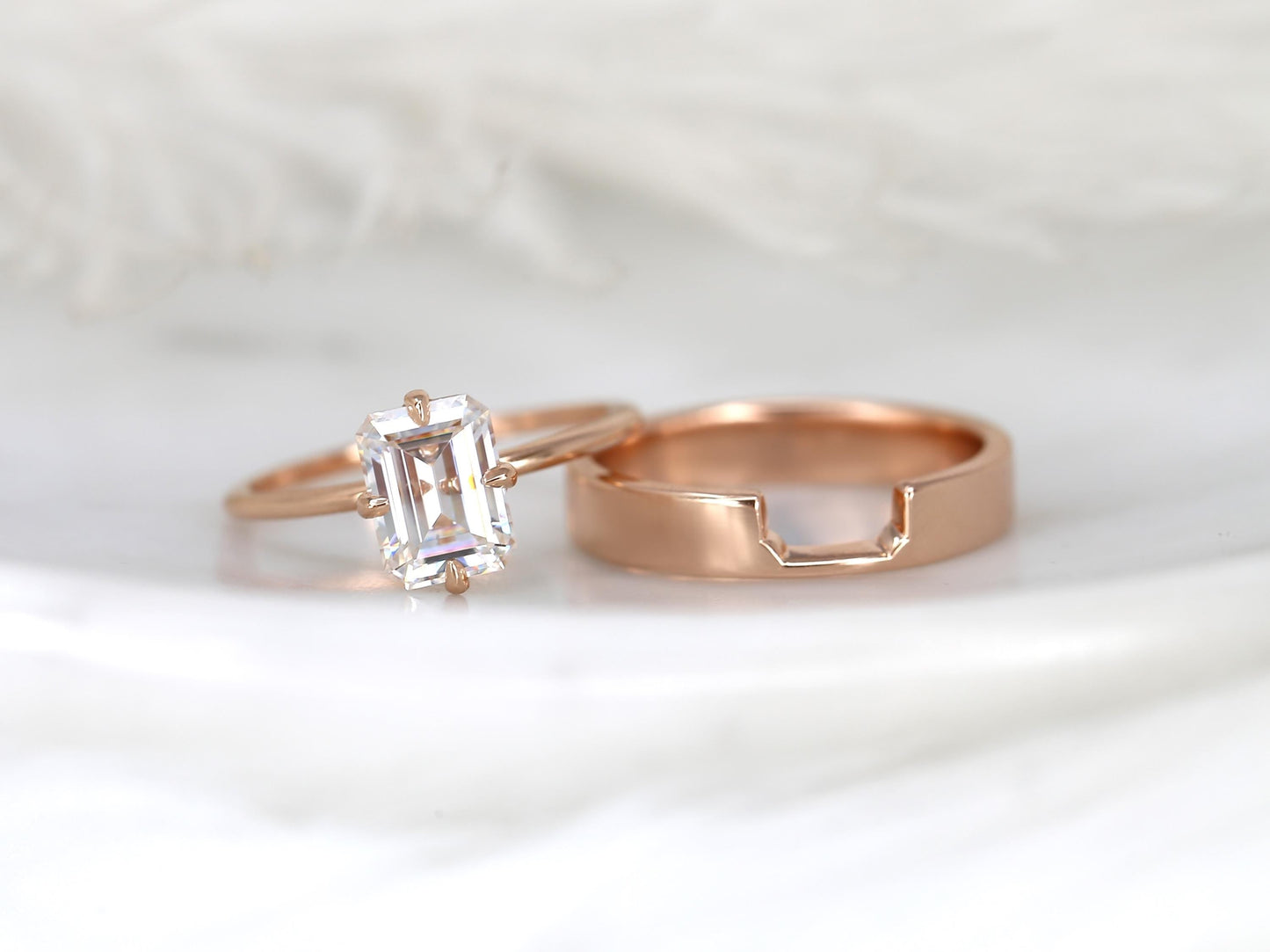 3.0 CT Elongated Cushion Solitaire Moissanite Diamond Bridal Ring Set