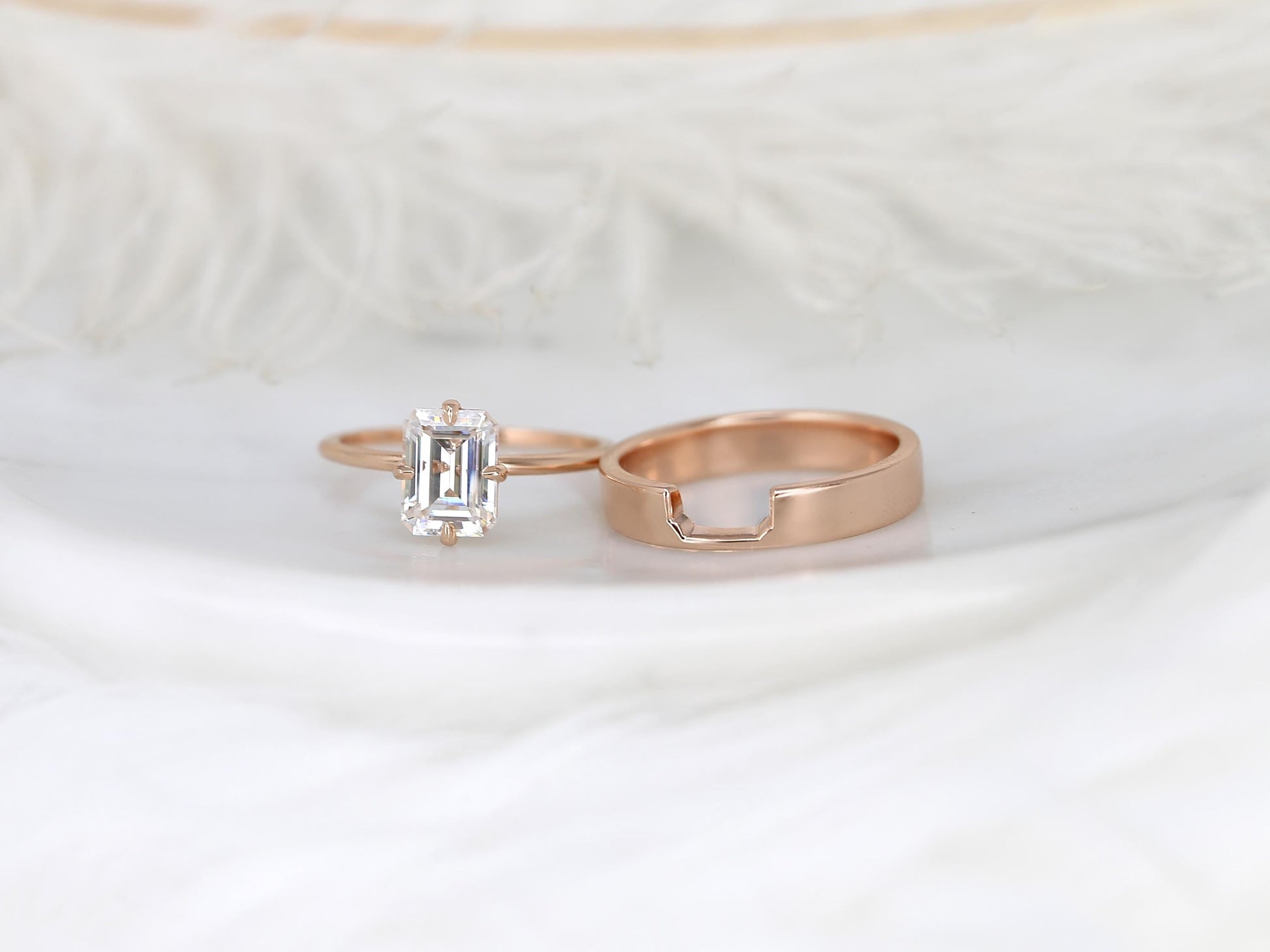 3.0 CT Elongated Cushion Solitaire Moissanite Diamond Bridal Ring Set