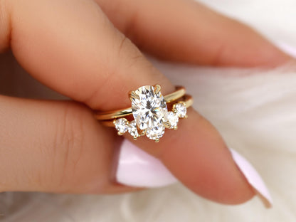 3.0 CT Elongated Cushion Solitaire Moissanite Diamond Bridal Ring Set