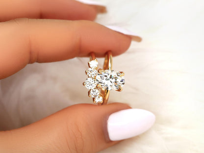 3.0 CT Elongated Cushion Solitaire Moissanite Diamond Bridal Ring Set