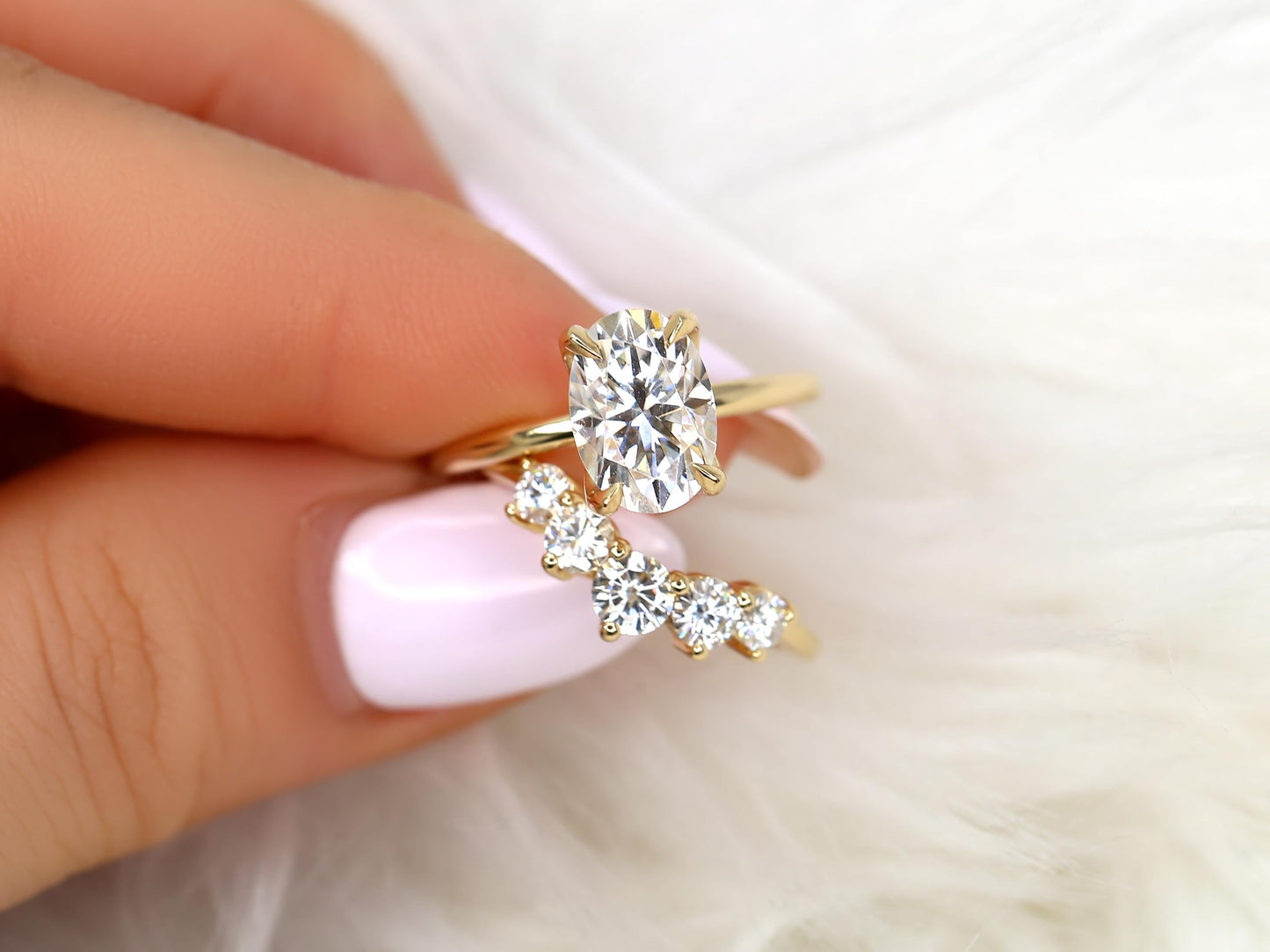 3.0 CT Elongated Cushion Solitaire Moissanite Diamond Bridal Ring Set