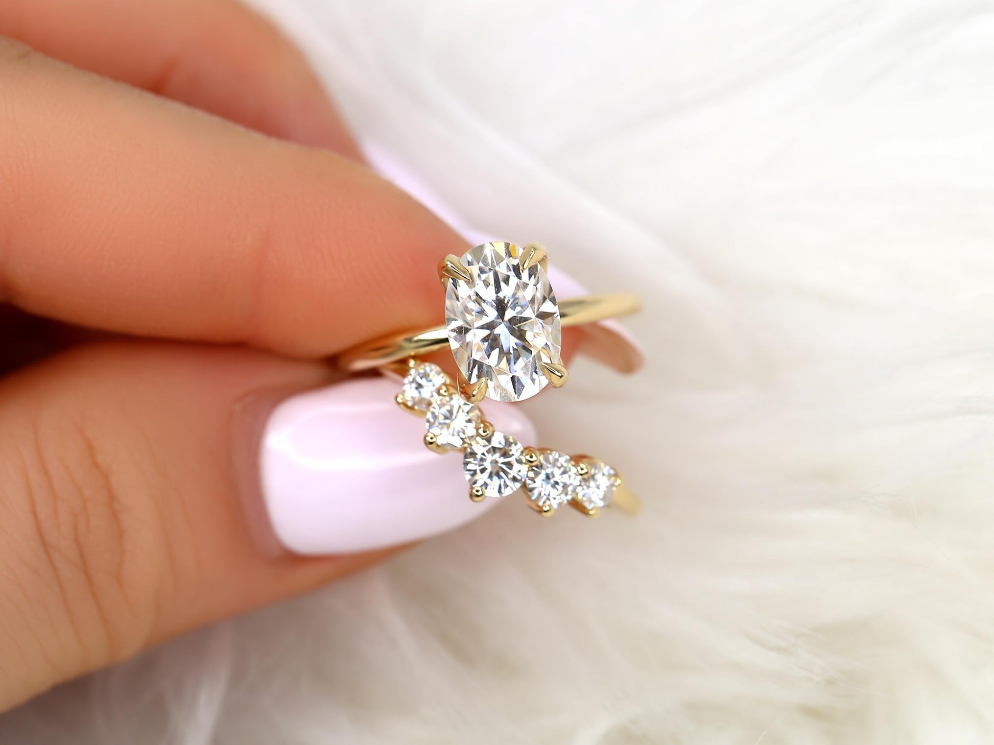 3.0 CT Elongated Cushion Solitaire Moissanite Diamond Bridal Ring Set