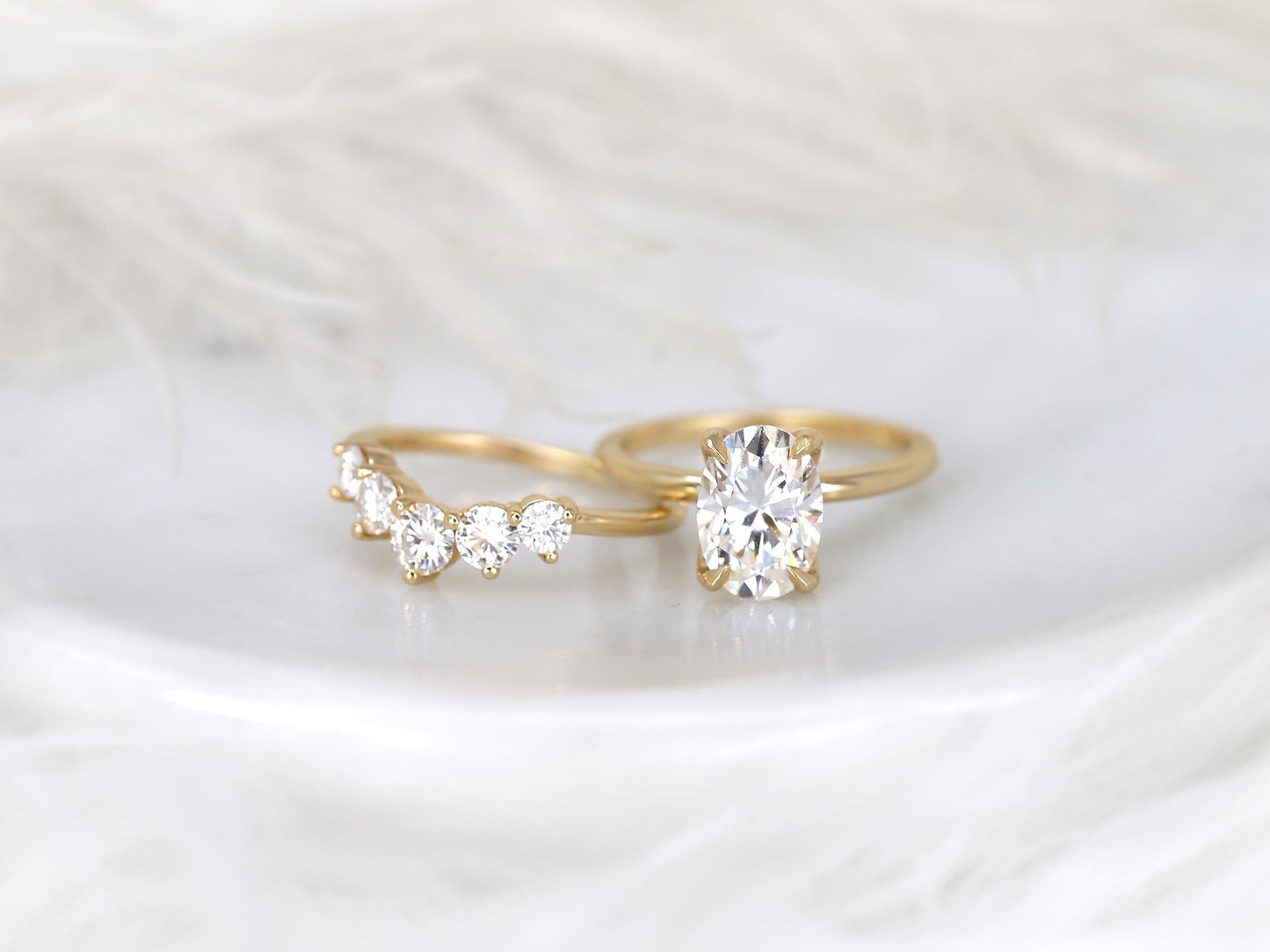 3.0 CT Elongated Cushion Solitaire Moissanite Diamond Bridal Ring Set