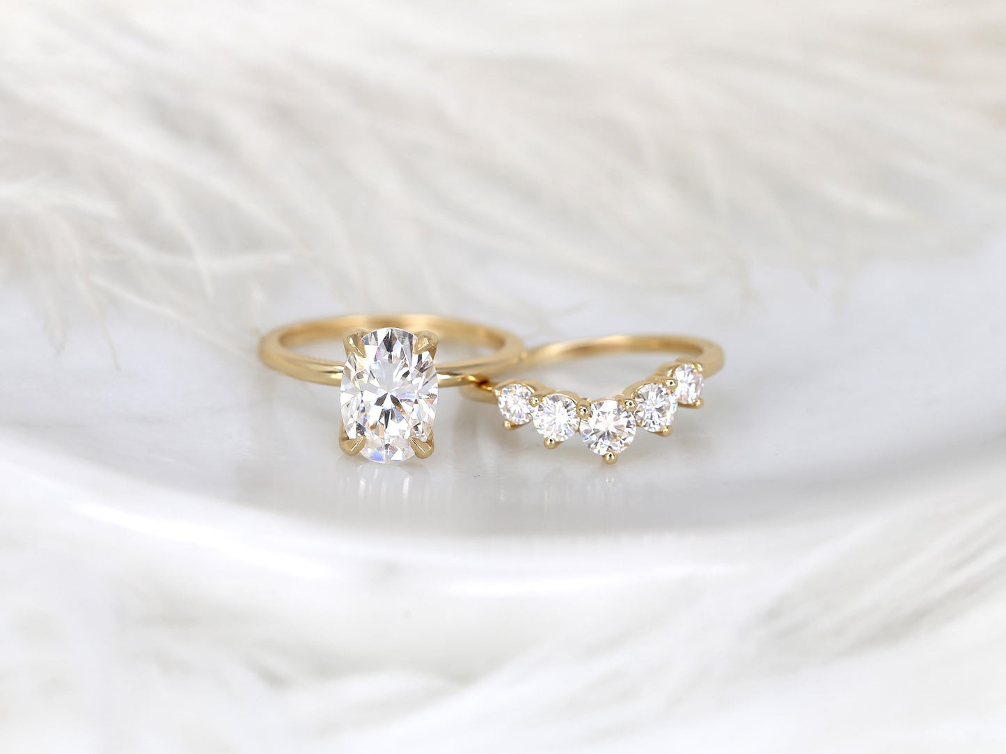 3.0 CT Elongated Cushion Solitaire Moissanite Diamond Bridal Ring Set