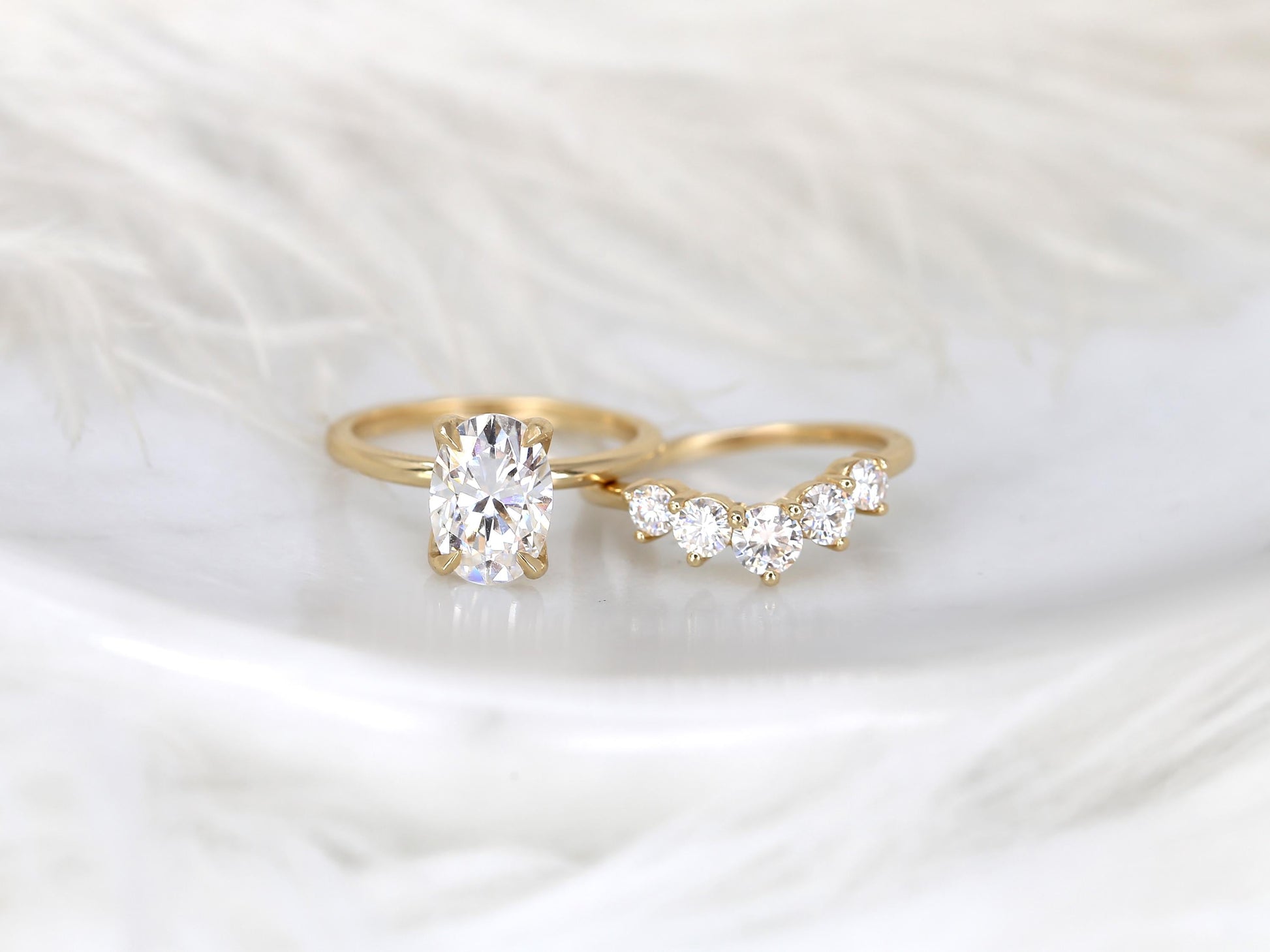 3.0 CT Elongated Cushion Solitaire Moissanite Diamond Bridal Ring Set