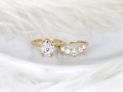 3.0 CT Elongated Cushion Solitaire Moissanite Diamond Bridal Ring Set