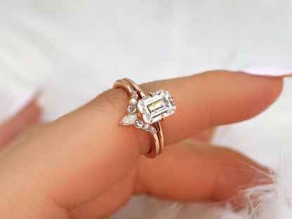 3.0 CT Elongated Cushion Solitaire Moissanite Diamond Bridal Ring Set