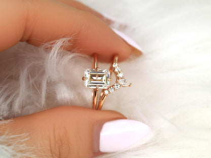 3.0 CT Elongated Cushion Solitaire Moissanite Diamond Bridal Ring Set