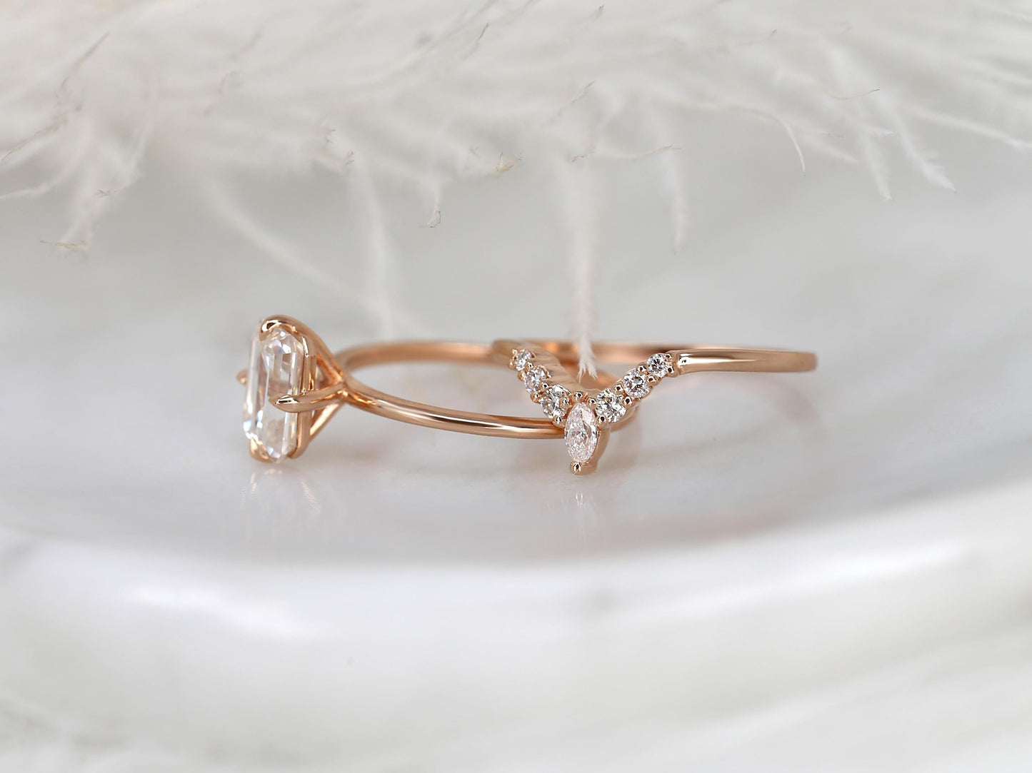 3.0 CT Elongated Cushion Solitaire Moissanite Diamond Bridal Ring Set