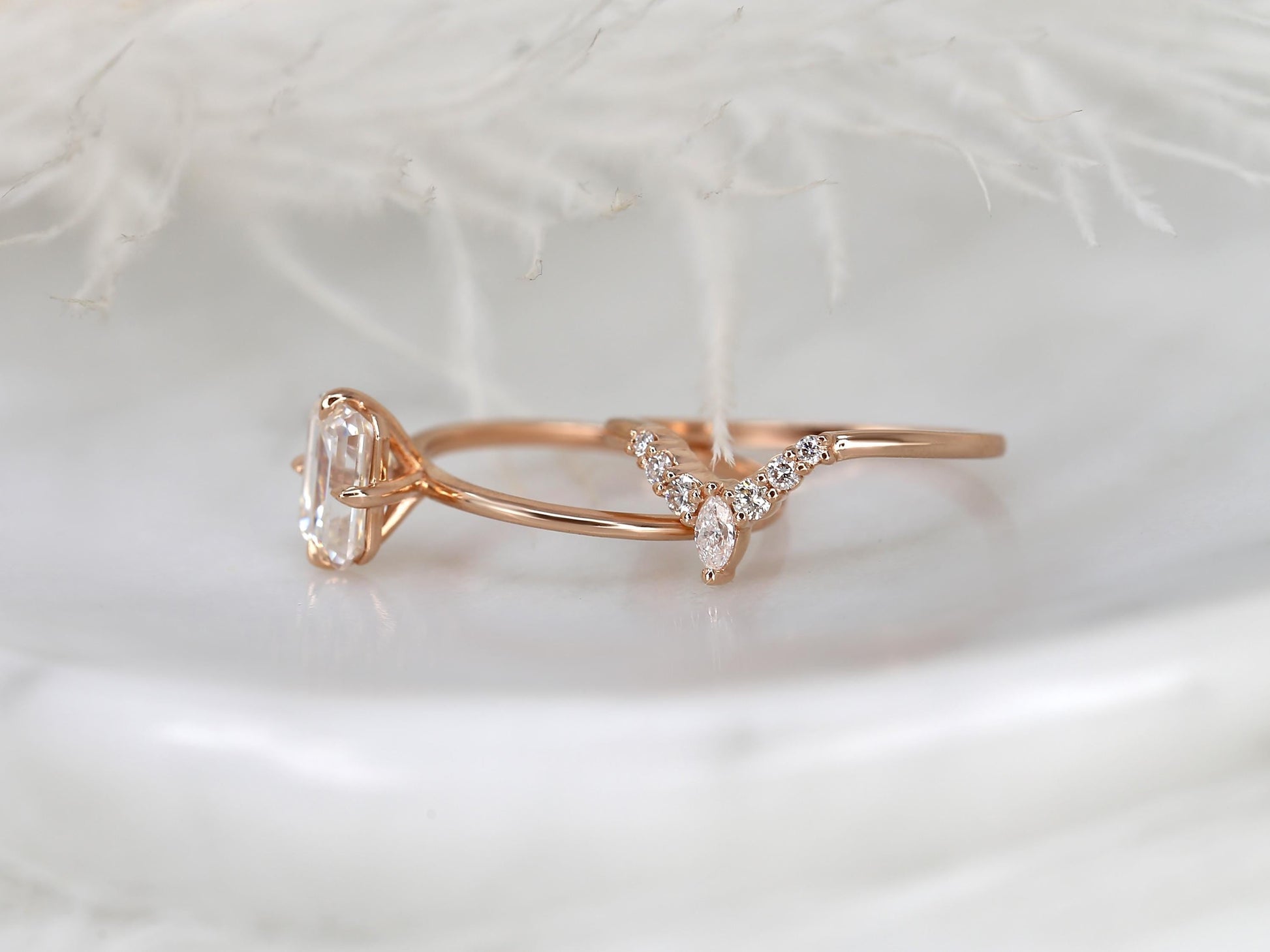 3.0 CT Elongated Cushion Solitaire Moissanite Diamond Bridal Ring Set