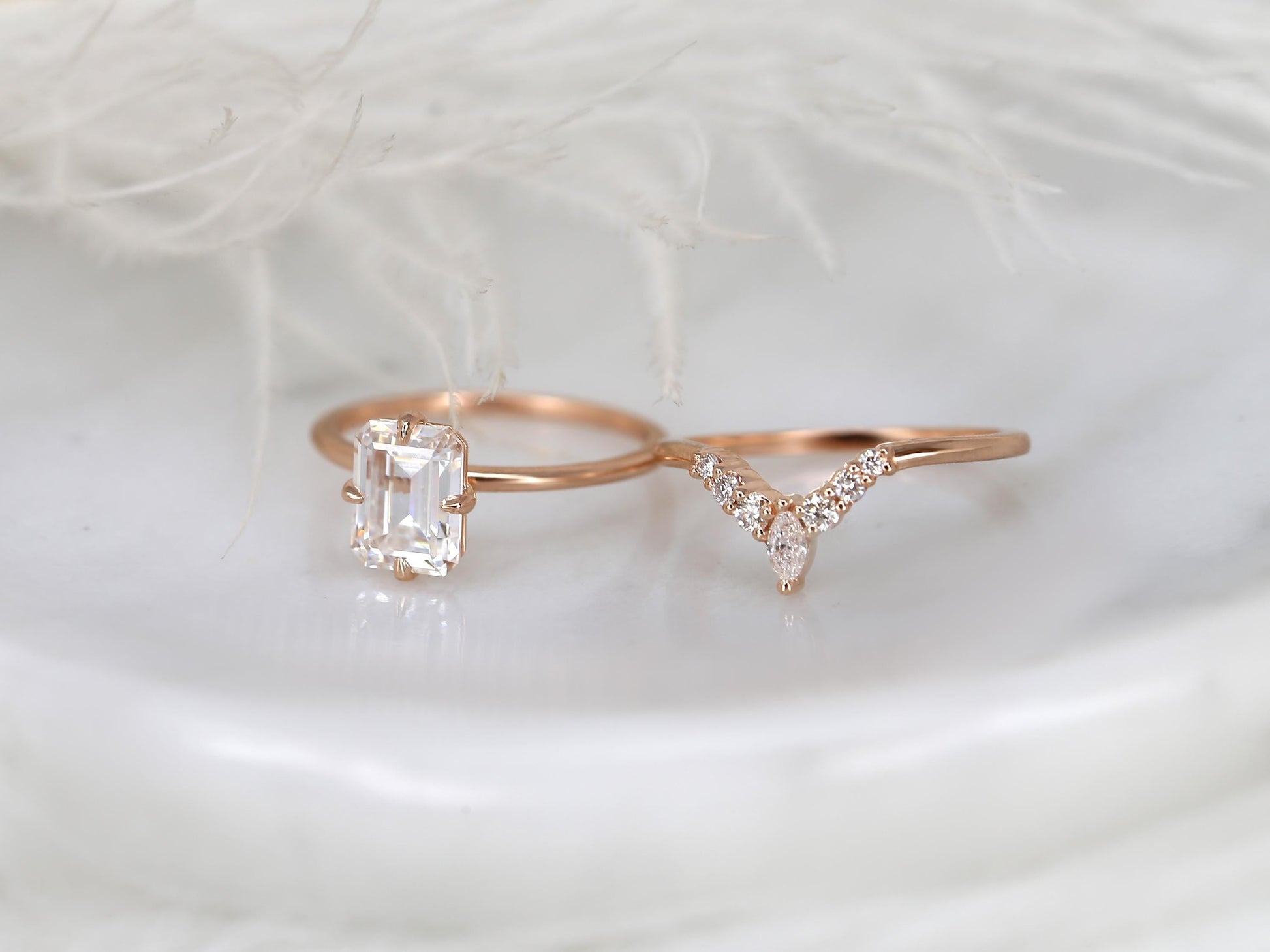 3.0 CT Elongated Cushion Solitaire Moissanite Diamond Bridal Ring Set