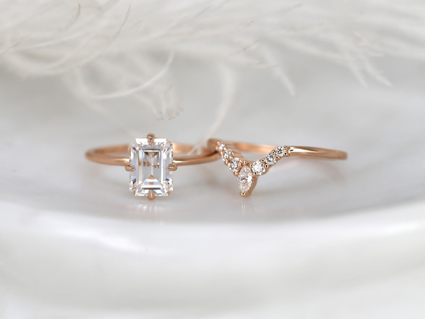 3.0 CT Elongated Cushion Solitaire Moissanite Diamond Bridal Ring Set