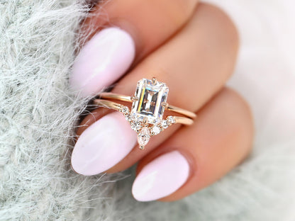 3.0 CT Elongated Cushion Solitaire Moissanite Diamond Bridal Ring Set