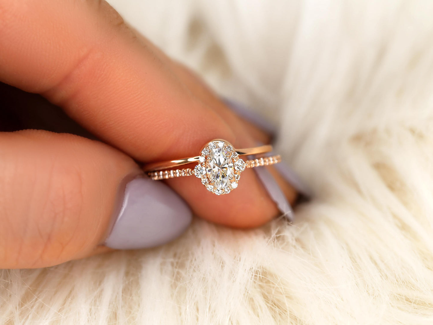 3.0 CT Elongated Cushion Solitaire Moissanite Diamond Bridal Ring Set