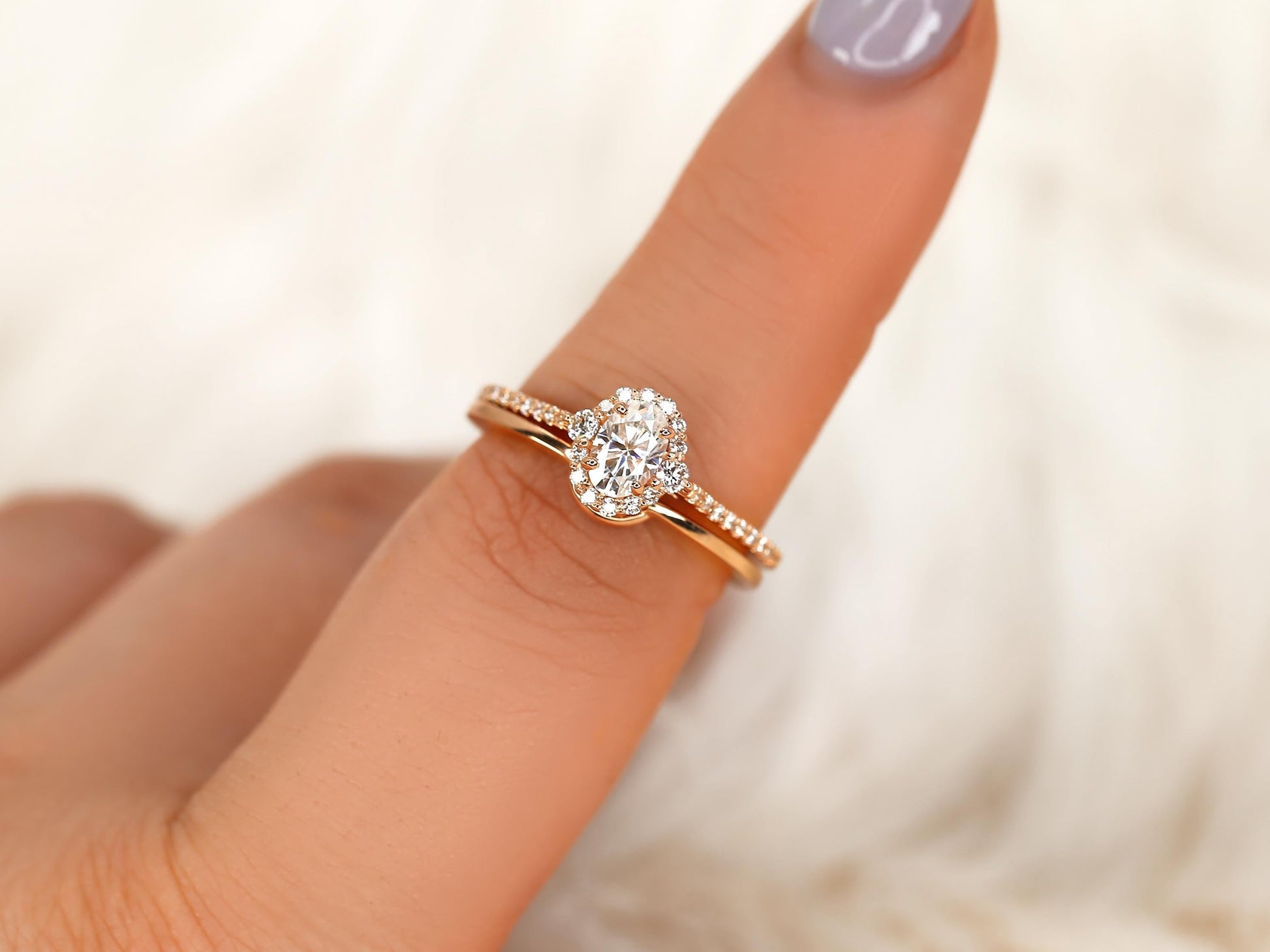 3.0 CT Elongated Cushion Solitaire Moissanite Diamond Bridal Ring Set