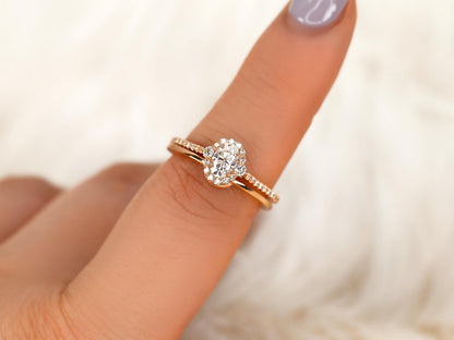 3.0 CT Elongated Cushion Solitaire Moissanite Diamond Bridal Ring Set