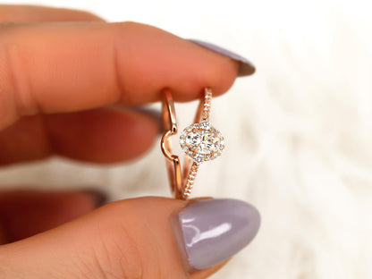 3.0 CT Elongated Cushion Solitaire Moissanite Diamond Bridal Ring Set