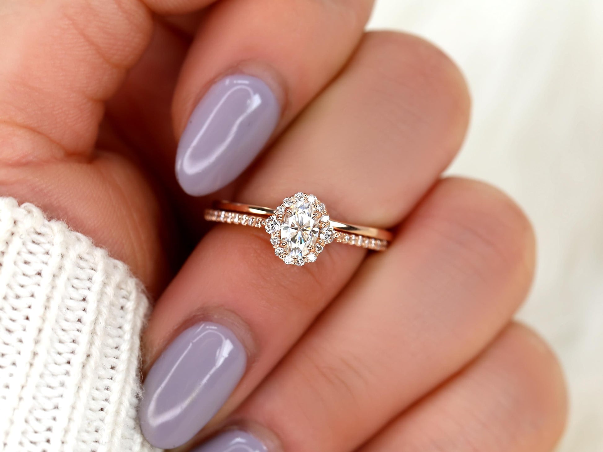 3.0 CT Elongated Cushion Solitaire Moissanite Diamond Bridal Ring Set