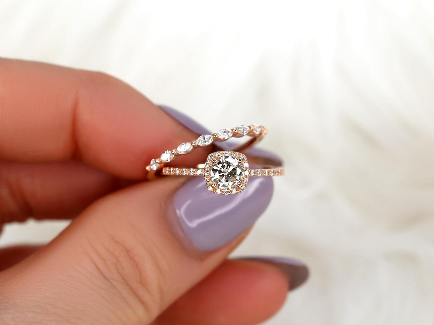 3.0 CT Elongated Cushion Solitaire Moissanite Diamond Bridal Ring Set