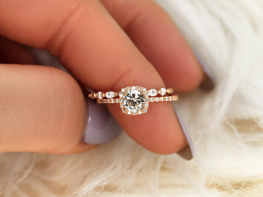 3.0 CT Elongated Cushion Solitaire Moissanite Diamond Bridal Ring Set