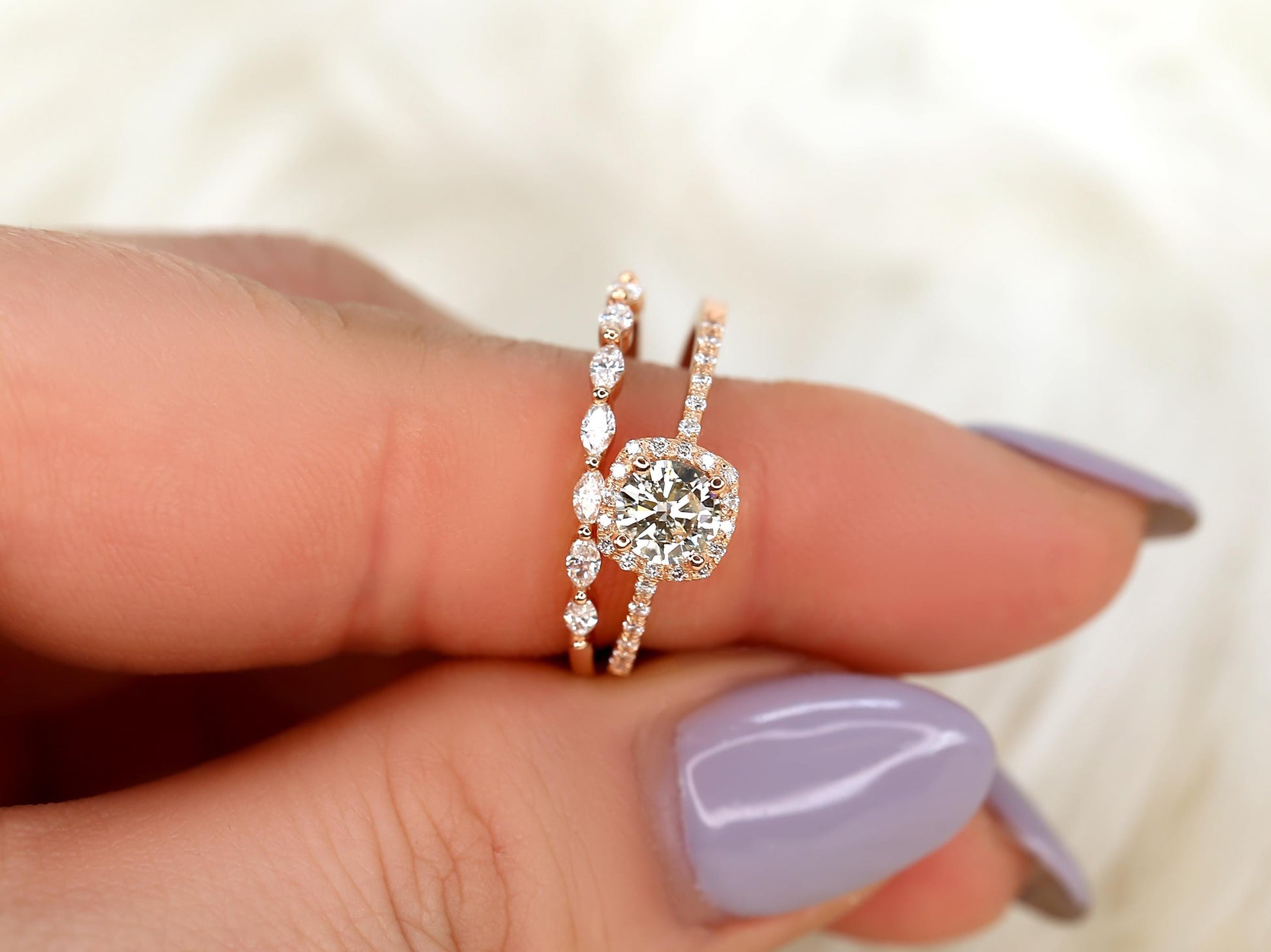 3.0 CT Elongated Cushion Solitaire Moissanite Diamond Bridal Ring Set