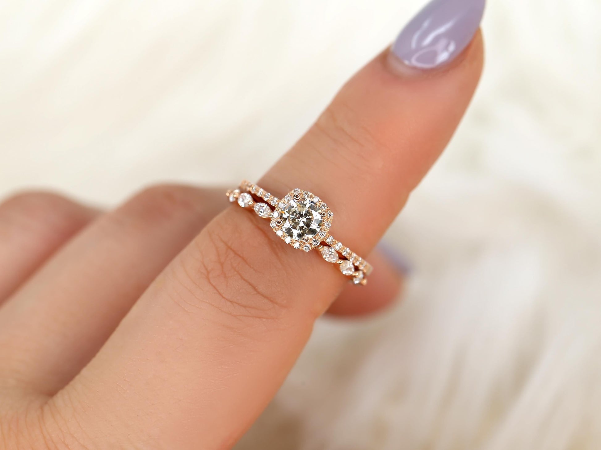 3.0 CT Elongated Cushion Solitaire Moissanite Diamond Bridal Ring Set