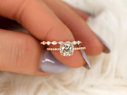 3.0 CT Elongated Cushion Solitaire Moissanite Diamond Bridal Ring Set