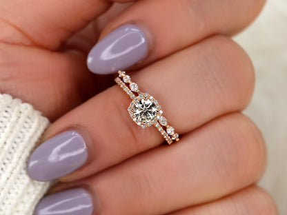 3.0 CT Elongated Cushion Solitaire Moissanite Diamond Bridal Ring Set