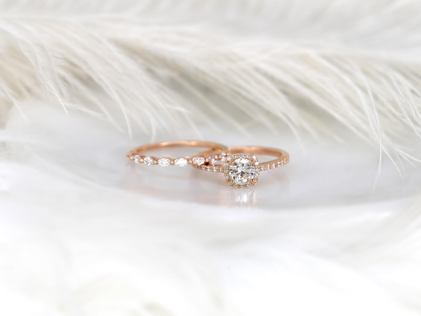 3.0 CT Elongated Cushion Solitaire Moissanite Diamond Bridal Ring Set