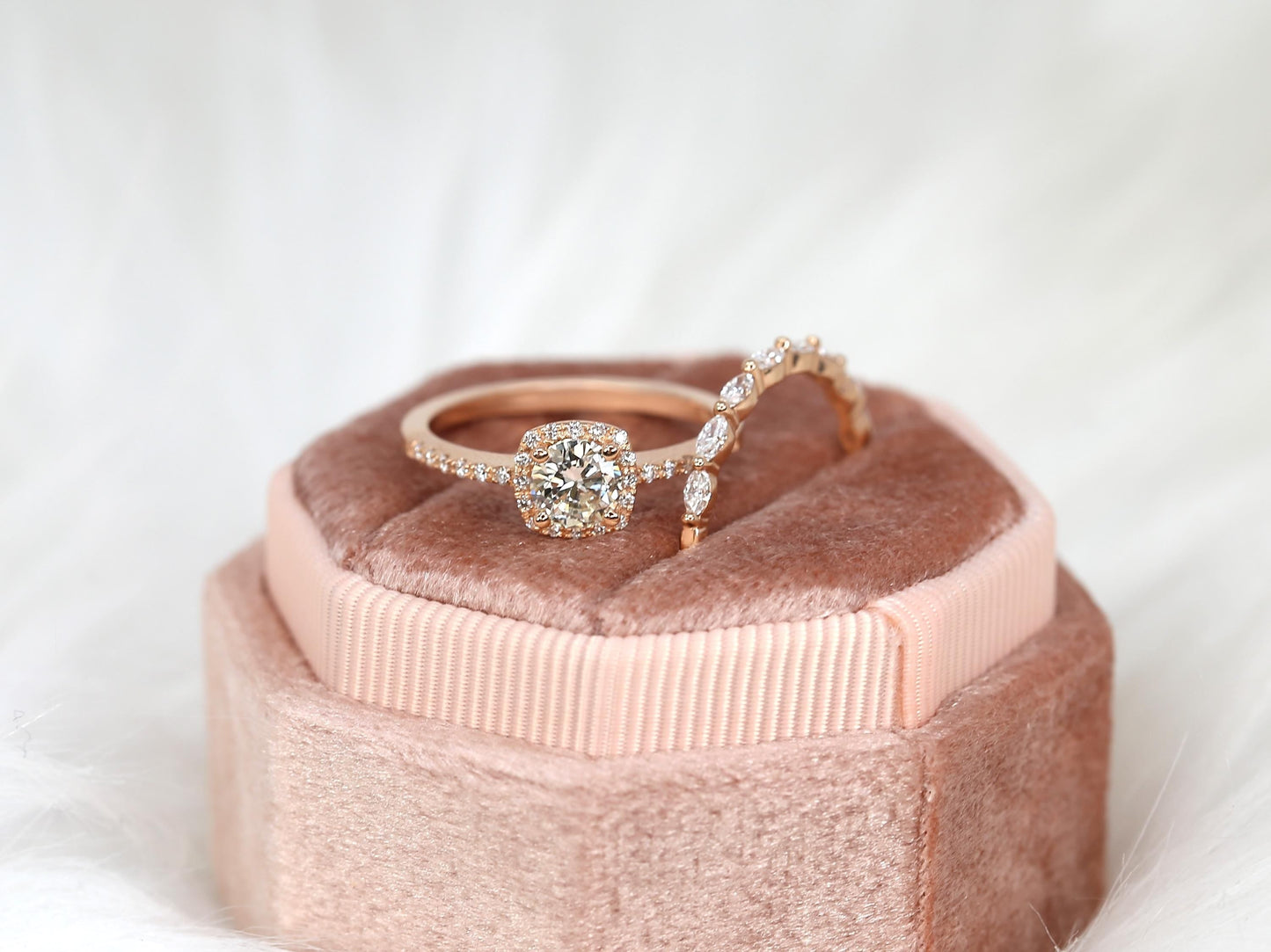 3.0 CT Elongated Cushion Solitaire Moissanite Diamond Bridal Ring Set