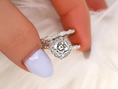 3.0 CT Elongated Cushion Solitaire Moissanite Diamond Bridal Ring Set