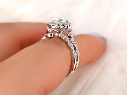 3.0 CT Elongated Cushion Solitaire Moissanite Diamond Bridal Ring Set