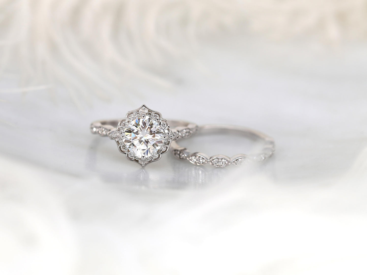 3.0 CT Elongated Cushion Solitaire Moissanite Diamond Bridal Ring Set