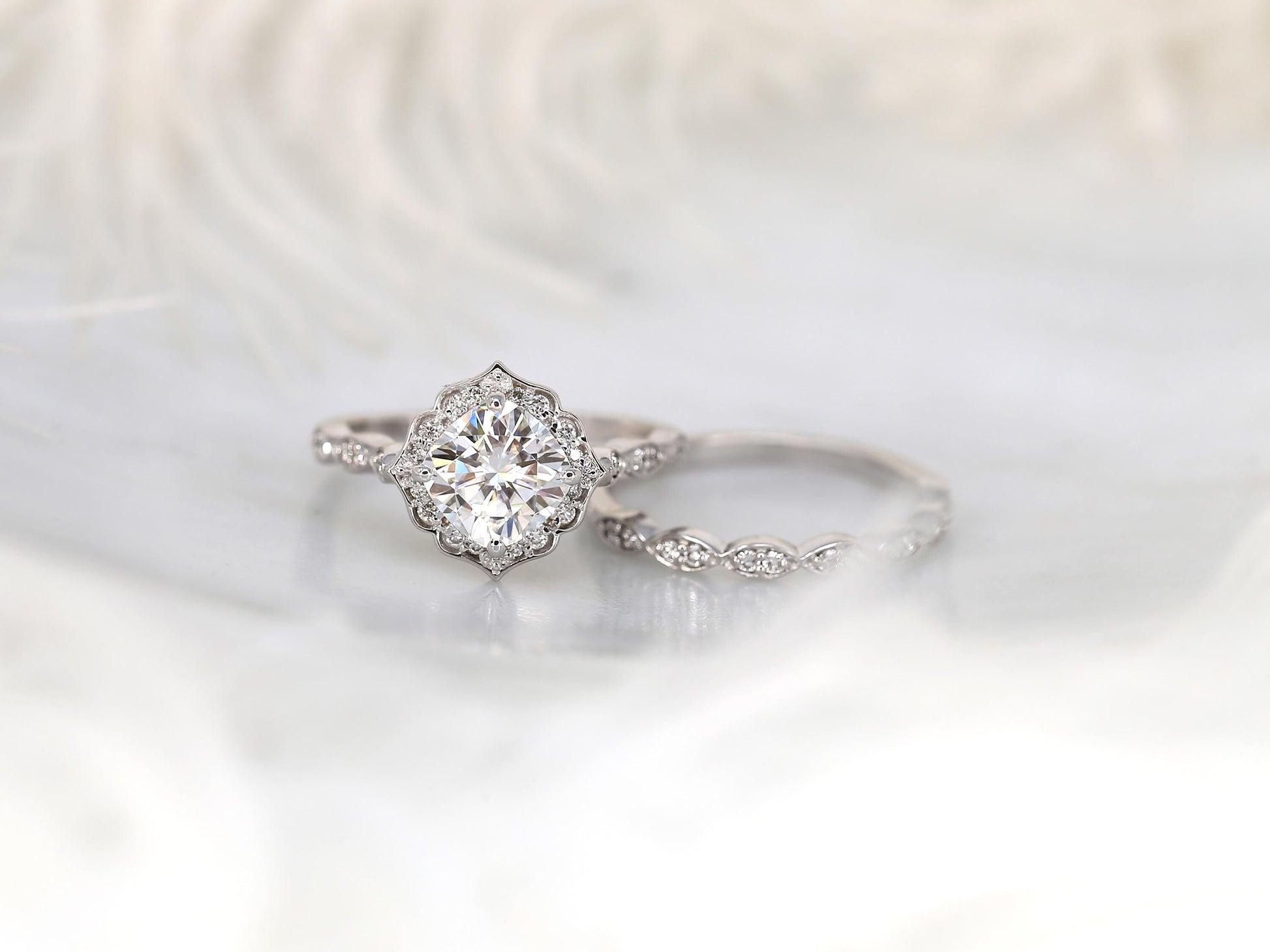 3.0 CT Elongated Cushion Solitaire Moissanite Diamond Bridal Ring Set