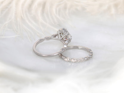3.0 CT Elongated Cushion Solitaire Moissanite Diamond Bridal Ring Set