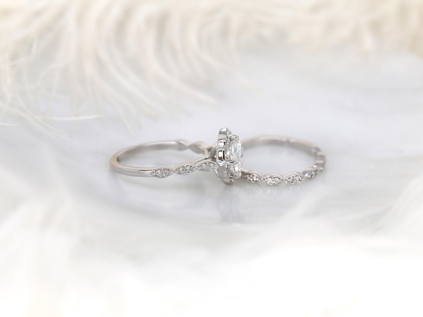 3.0 CT Elongated Cushion Solitaire Moissanite Diamond Bridal Ring Set