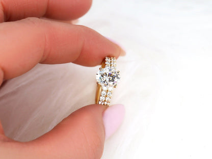 3.0 CT Elongated Cushion Solitaire Moissanite Diamond Bridal Ring Set