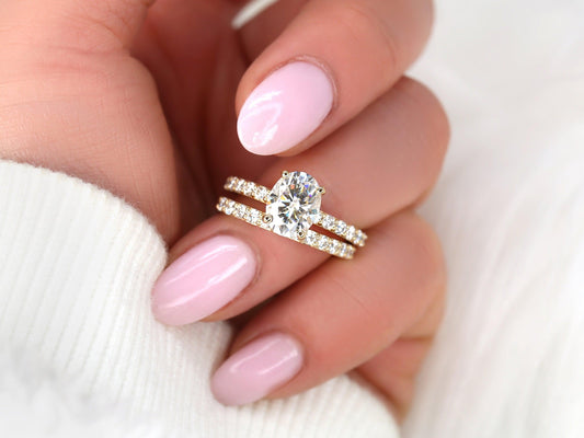 3.0 CT Elongated Cushion Solitaire Moissanite Diamond Bridal Ring Set
