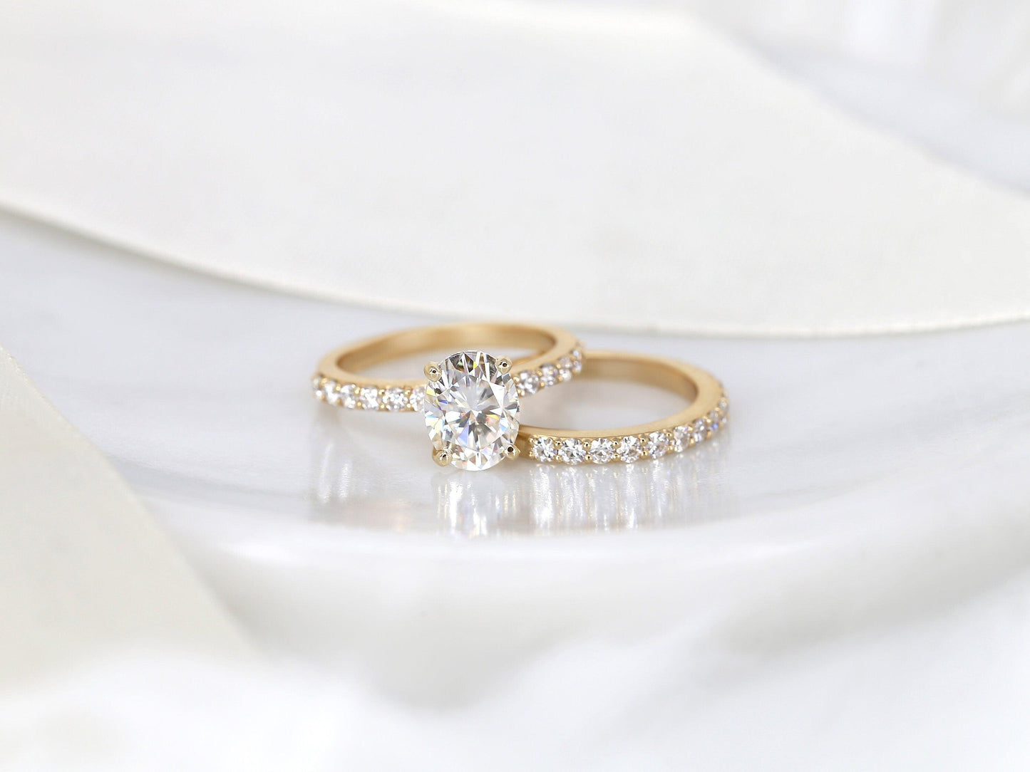 3.0 CT Elongated Cushion Solitaire Moissanite Diamond Bridal Ring Set
