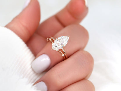 3.0 CT Elongated Cushion Solitaire Moissanite Diamond Bridal Ring Set