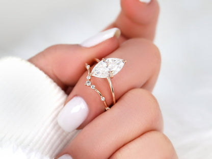 3.0 CT Elongated Cushion Solitaire Moissanite Diamond Bridal Ring Set