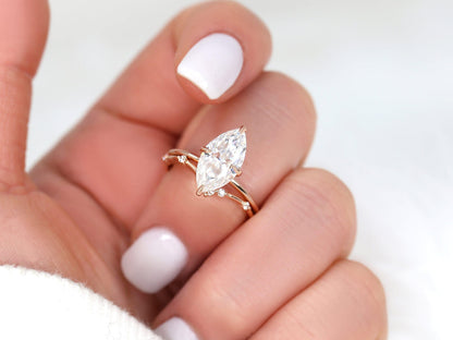 3.0 CT Elongated Cushion Solitaire Moissanite Diamond Bridal Ring Set