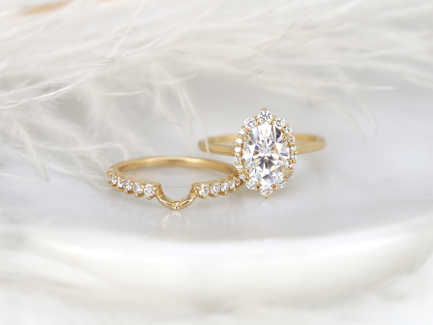 3.0 CT Elongated Cushion Solitaire Moissanite Diamond Bridal Ring Set