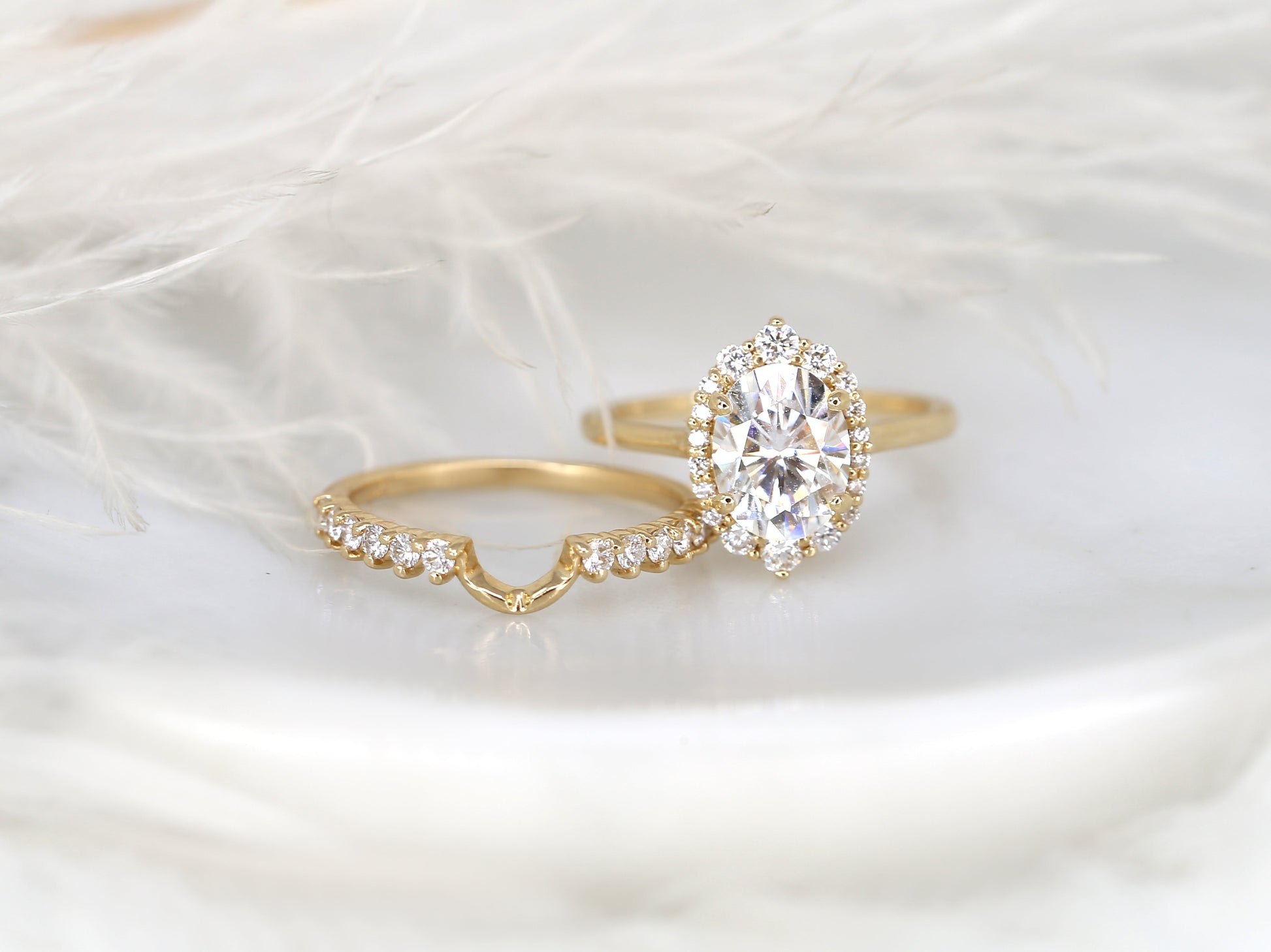 3.0 CT Elongated Cushion Solitaire Moissanite Diamond Bridal Ring Set